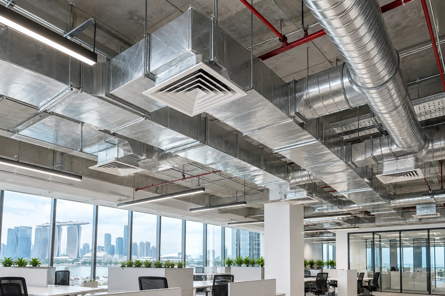 Completed commercial ventilation installation in Singapore